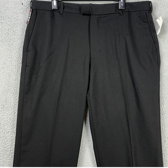 Van Heusen Flex Men Dress Pants 36X30 Black Stretch Flat Front Comfort Waist NEW - Picture 2 of 8